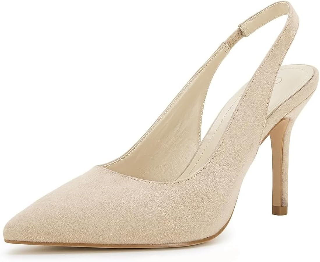 Trish Lucia Womens Slingback Pointed Toe Stiletto Pumps Slip-on High Heels Office Lady Sandals Pa... | Amazon (US)