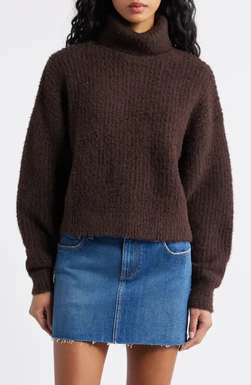 BP. Fuzzy Turtleneck Sweater in Brown Coffee at Nordstrom, Size Medium | Nordstrom