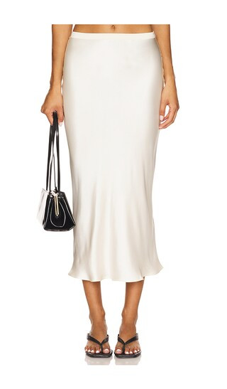 Bar Silk Skirt in Snow White | Revolve Clothing (Global)