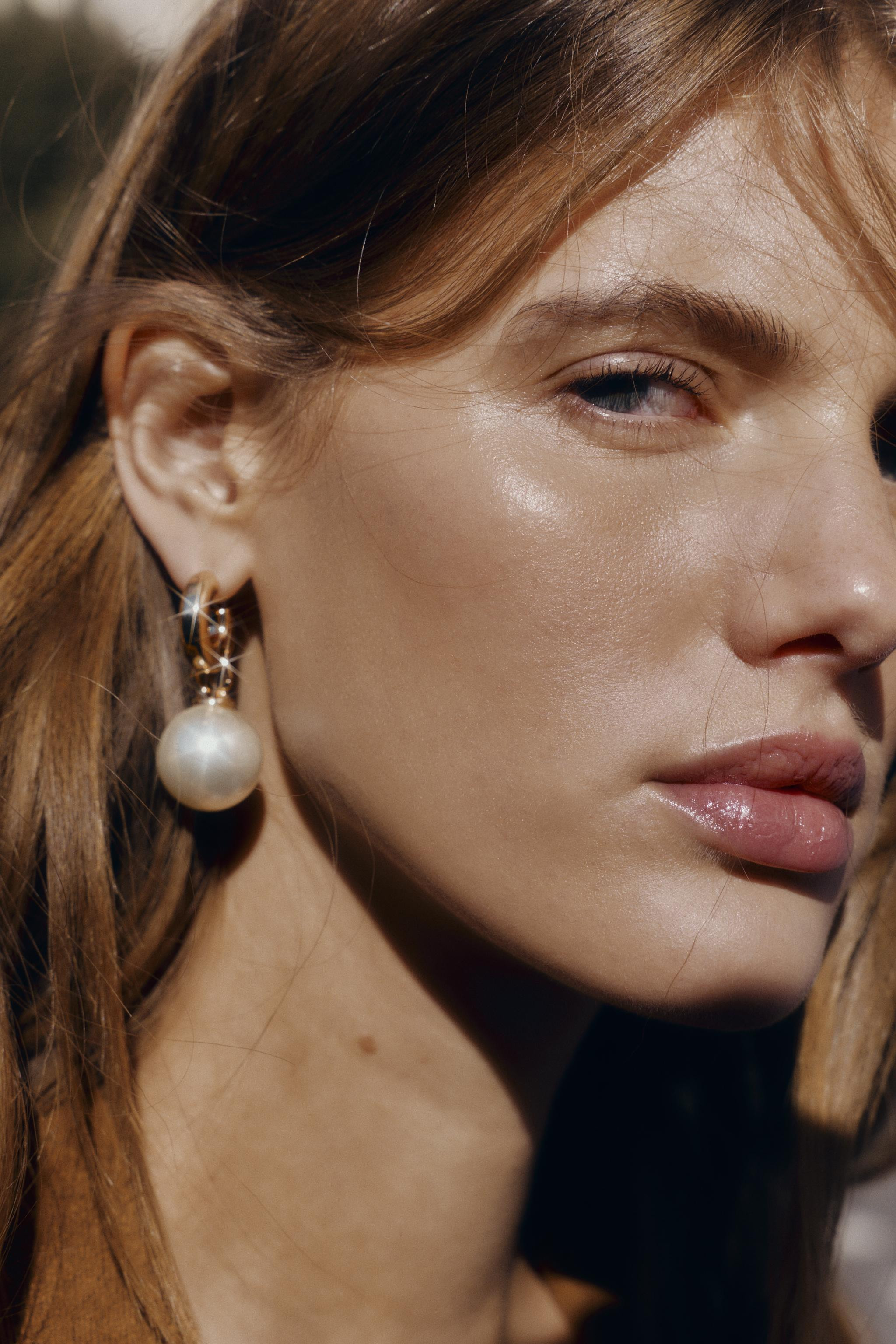 PEARL HOOP EARRINGS | Zara US