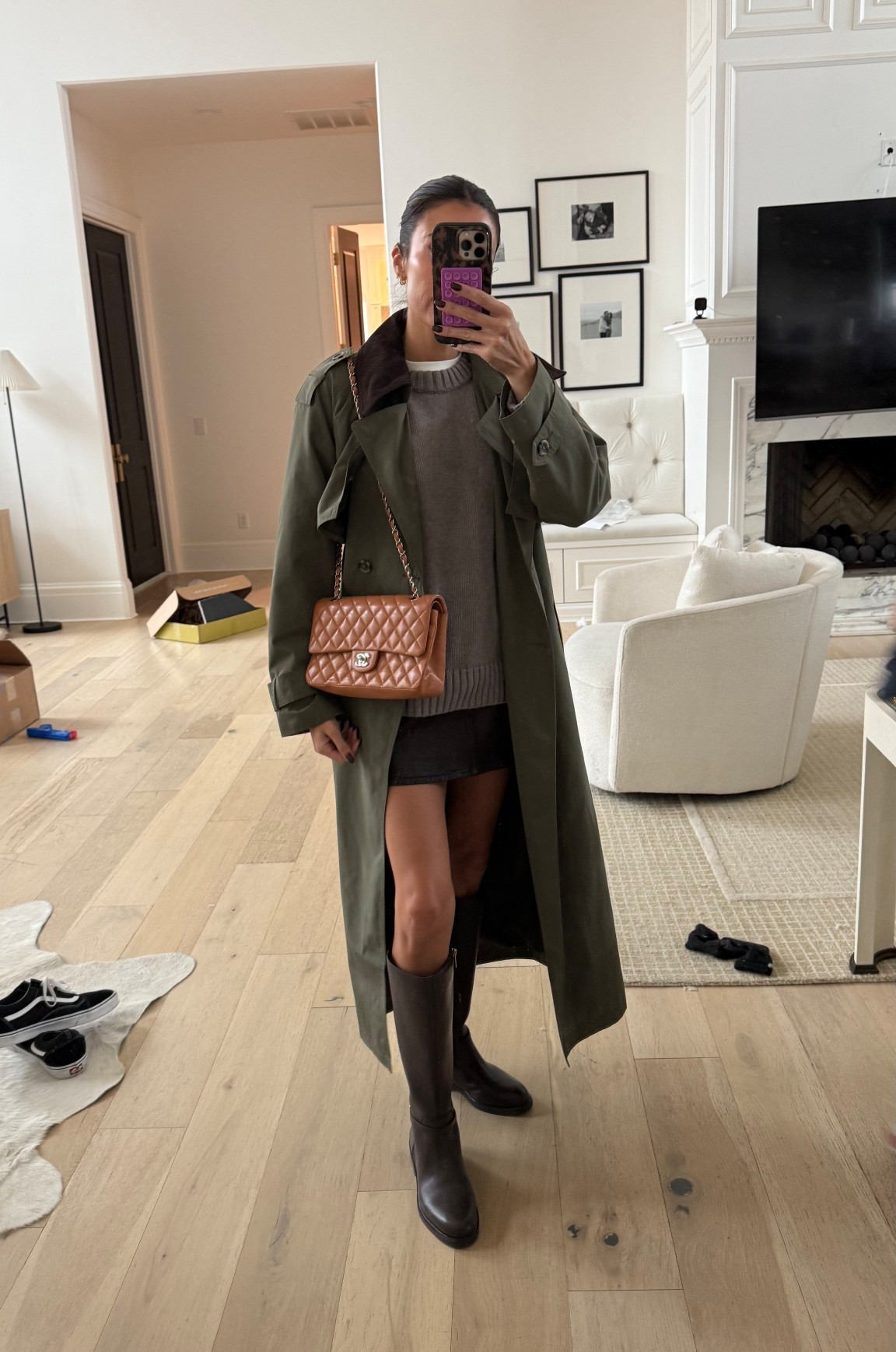 Fall trench and skirt outfit with brown riding boots. Knit sweater on sale! 

Sweater: size small
Boots: true to size 

Fall outfit, family pictures, gap sweater, green jacket, green trench, fall boots, brown boots, barn jacket trench 

#LTKSaleAlert #LTKFindsUnder100 #LTKSeasonal