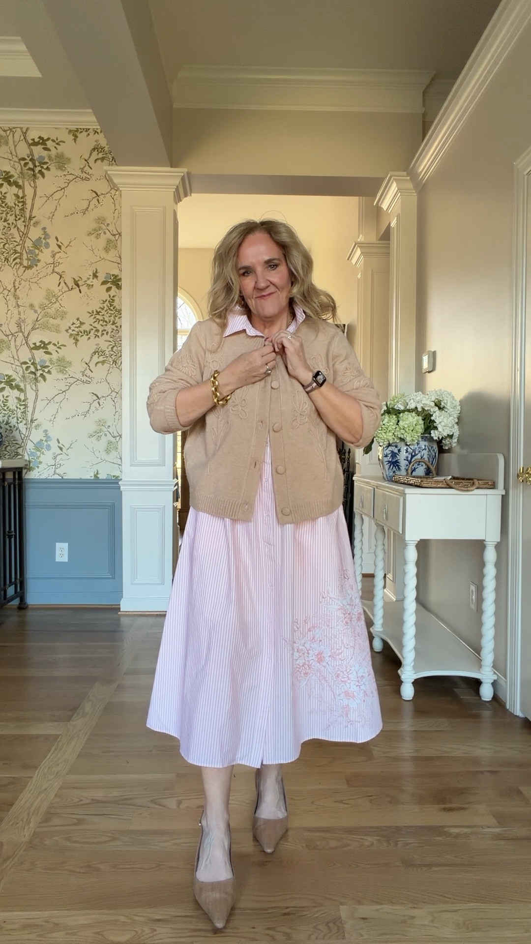 New arrivals at Belk!!! Oh my gosh this is your spring capsule! Sizing is all true to size with the following exceptions 
I love this neutral cardigan. This is great for cold weather! 
I sized down in the pearl trimmed jeans to a 6
The joggers are a medium petite 

Easter outfits, Easter dress, travel outfit, pink striped dress, neutral cardigan, tan cardigan, spring capsule

#LTKSaleAlert #LTKPetite #LTKOver40