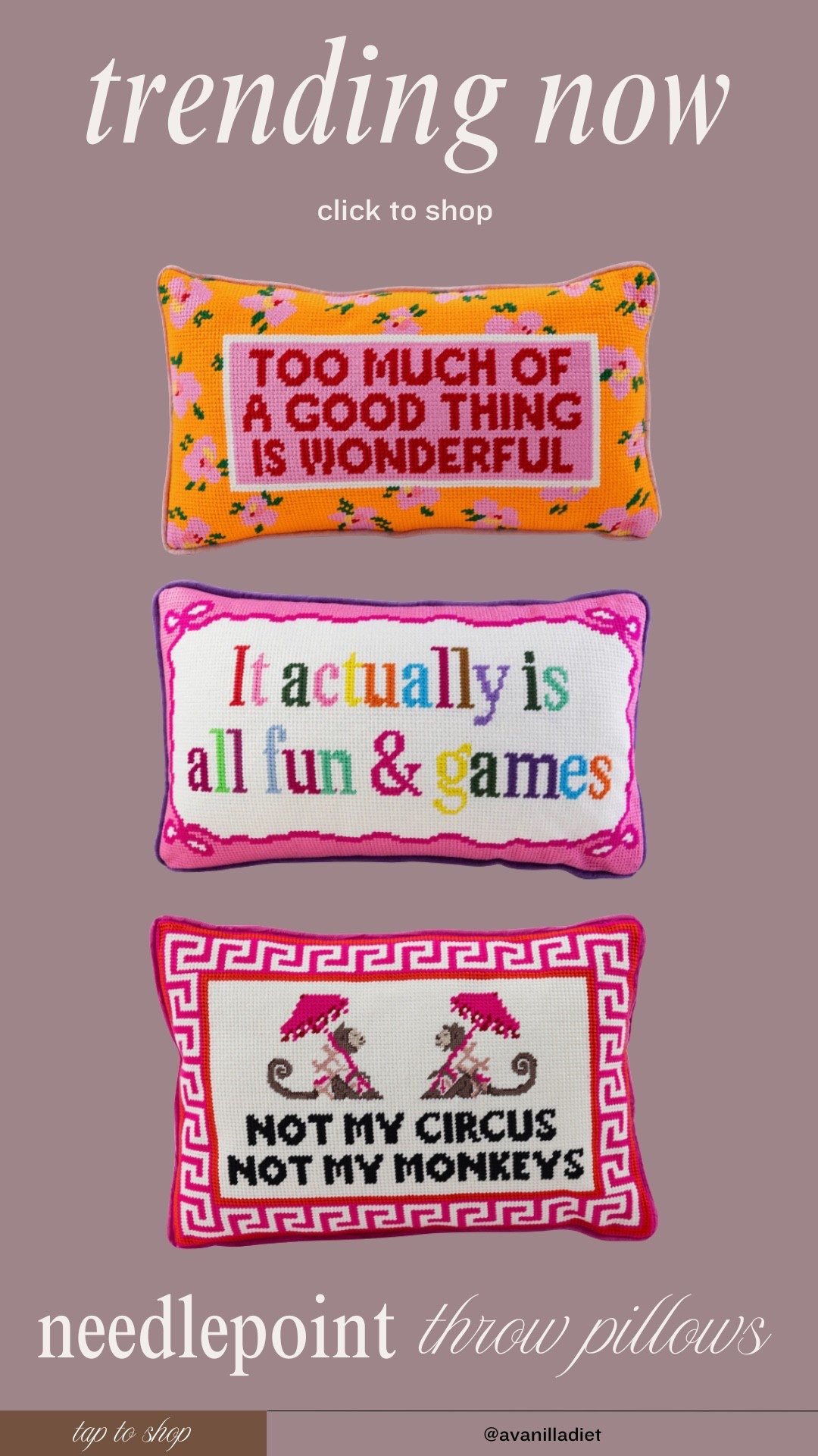 Needlepoint throw pillows! So fun and such a cute gift idea! 🩷

#LTKHome