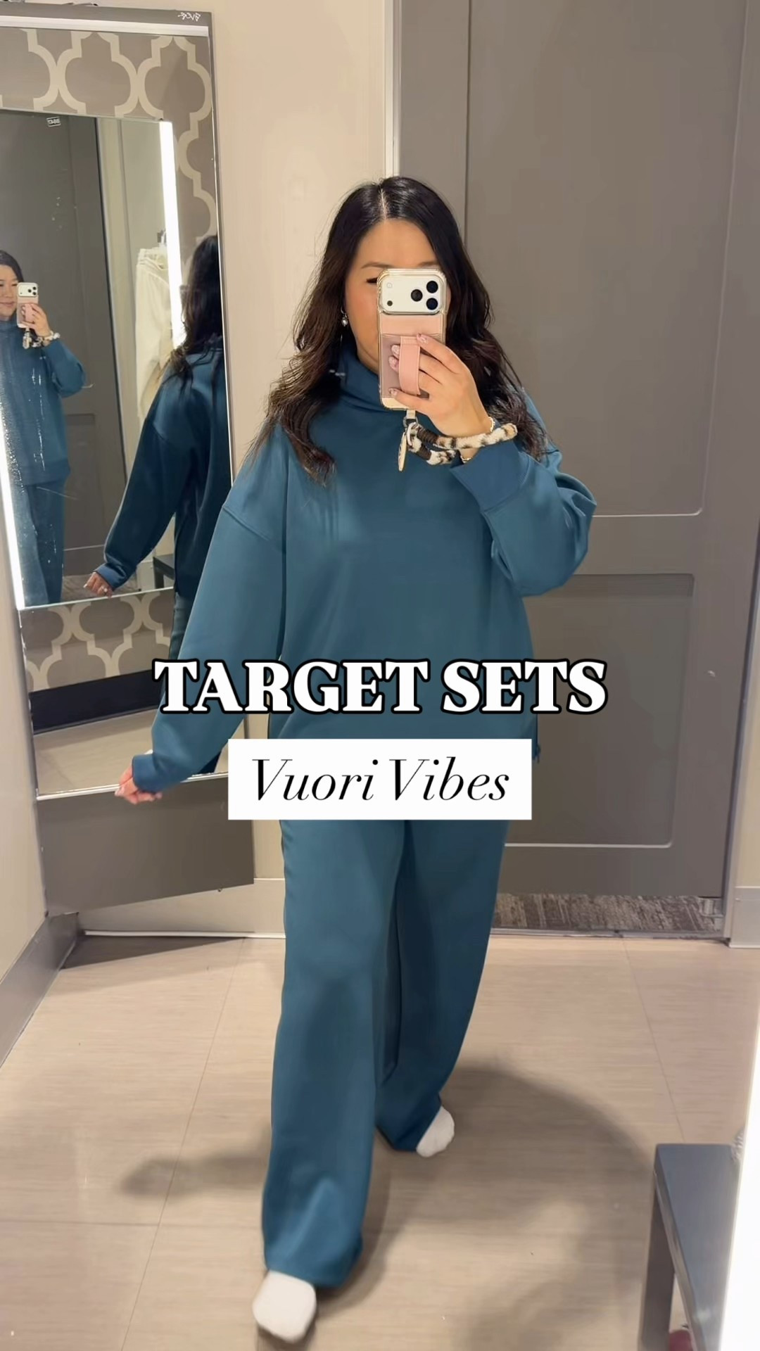 Target Sets that give Vuori and Spanx vibes cuz they are made from that Airy Sleek material!
Blue Top: Small (preferred size)
Blue Wide Leg Pants: Mediumm
Cream Top: Medium
Cream Joggers: Medium
Black Top: Small
Black Flared Leggings: Mediumm