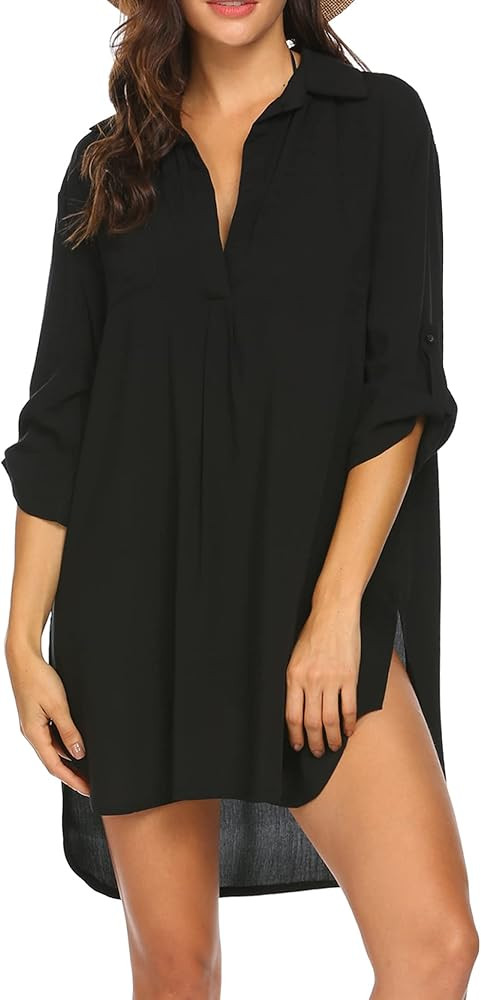 Ekouaer Women's Swimsuit Beach Cover Up Shirt Bikini Beachwear Bathing Suit Beach Dress | Amazon (US)