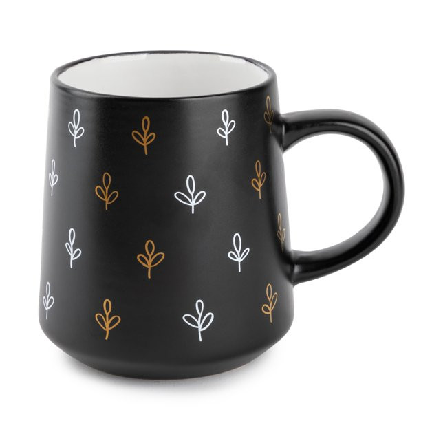 Thyme & Table Stoneware Mug, 16 fl oz, Black Leaf - Walmart.com | Walmart (US)