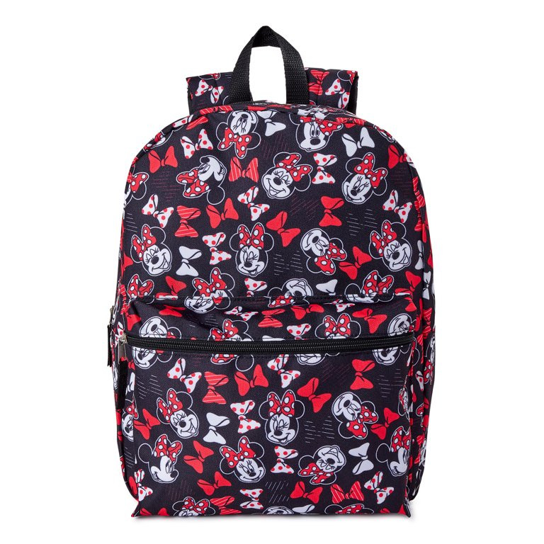 Disney Minnie Mouse Girl's All Over Print Backpack Black Red | Walmart (US)