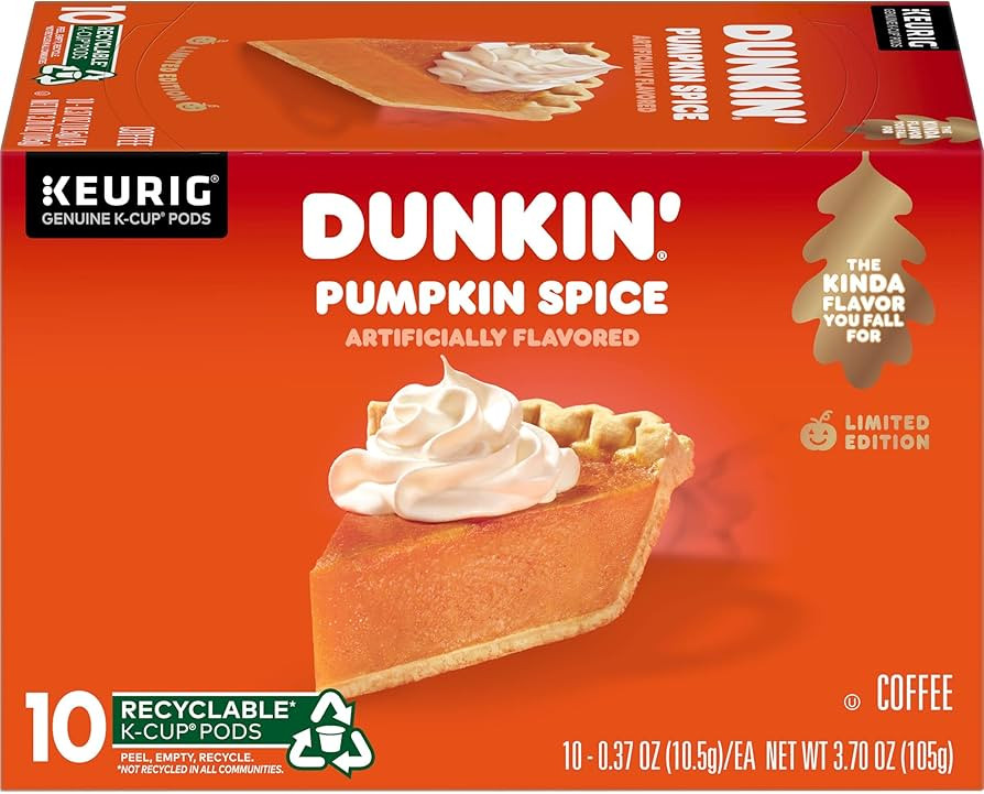 Dunkin' Pumpkin Spice Flavored Coffee, 60 Keurig K-Cup Pods | Amazon (US)