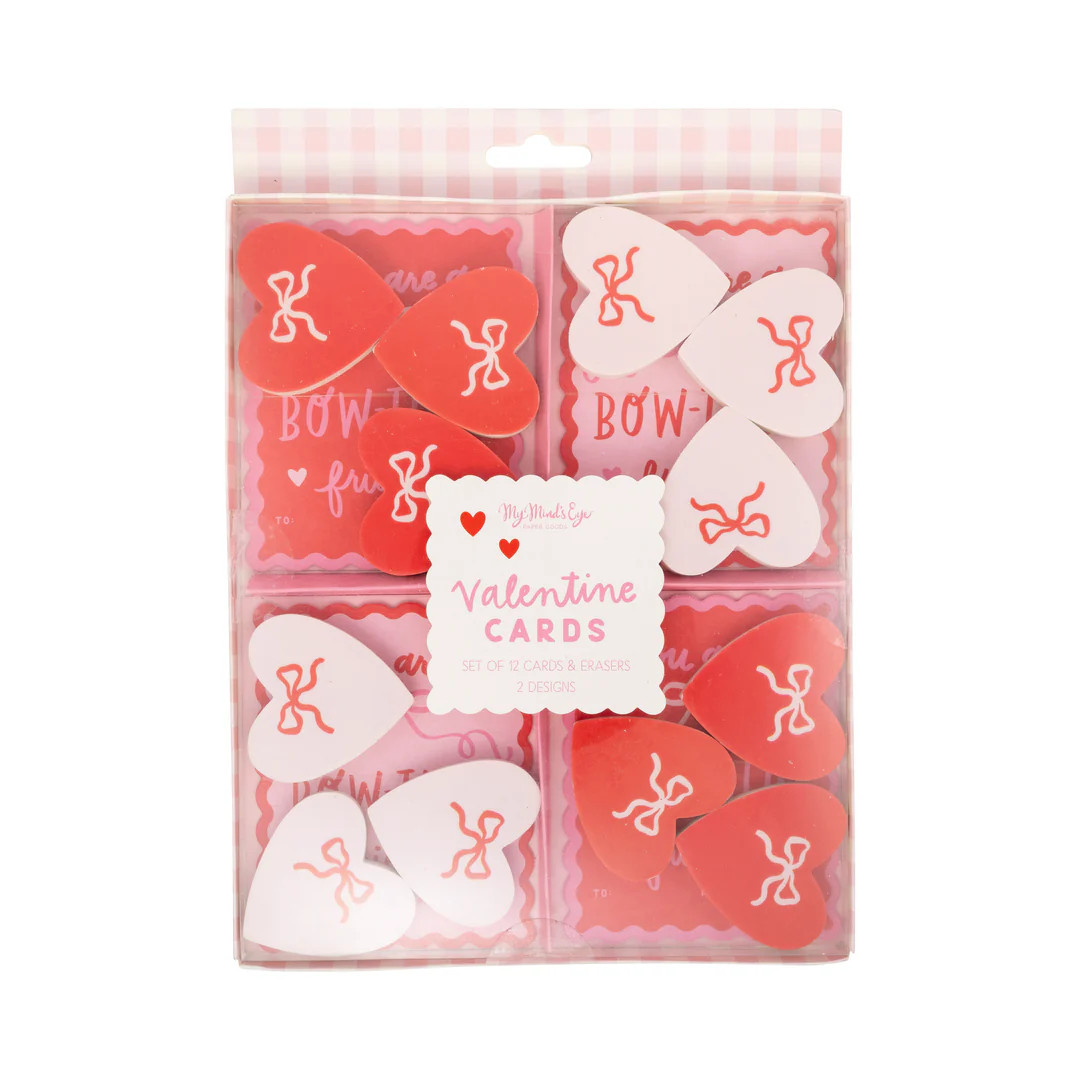 Bows Valentine's Cards and Eraser Set (12 each) | My Mind's Eye