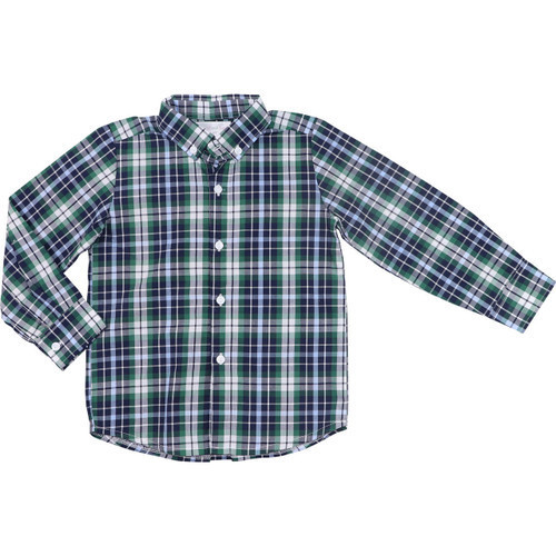 Navy And Green Plaid Button Down Shirt | Cecil and Lou