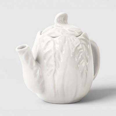 34 fl oz Stoneware Radicchio Teapot White - Threshold™ | Target
