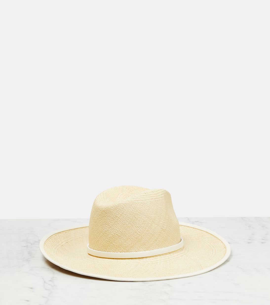 VLogo leather-trimmed straw hat | Mytheresa (UK)