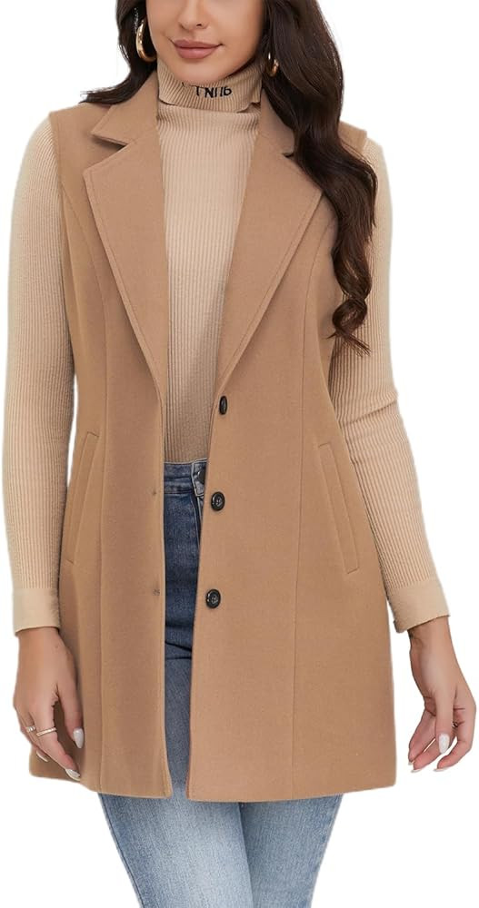 IDEALSANXUN Plaid Vest for Women Fall Winter Sleeveless Blazer Jackets | Amazon (US)