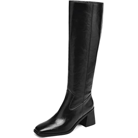 Modatope Knee High Boots Women Chunky Heel Square Toe Tall Boots for Women High Heel Side Zipper ... | Amazon (US)