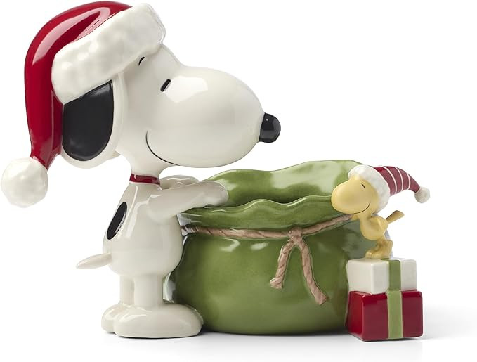 Lenox 897751 Snoopy Christmas Santa Sack Candy Bowl, Christmas Dishes, Festive Holiday Serveware | Amazon (US)