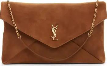 Saint Laurent Extra Large Cassandre Suede Pouch on a Chain | Nordstrom | Nordstrom