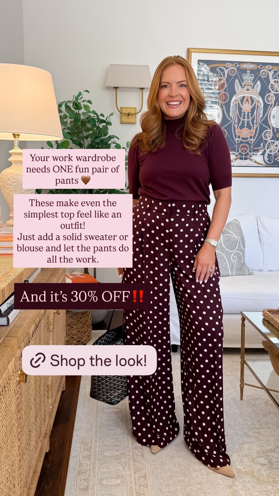 @anntaylor  Your work wardrobe needs ONE fun pair of pants 🤎

These make even the simplest top feel like an outfit!
Just add a solid sweater or blouse and let the pants do all the work. And it’s 30% OFF‼️