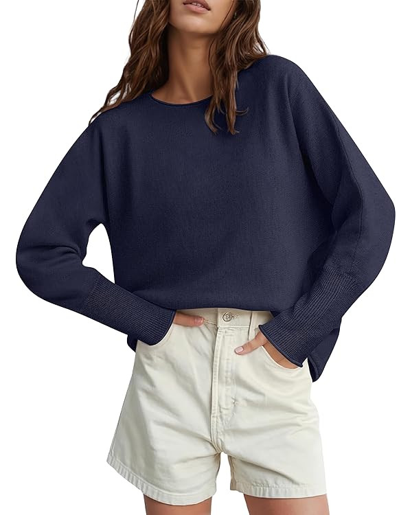 ANRABESS Womens Oversized Batwing Sleeve Sweaters Crewneck Casual Fall Knit Loose Pullover Tops 2... | Amazon (US)