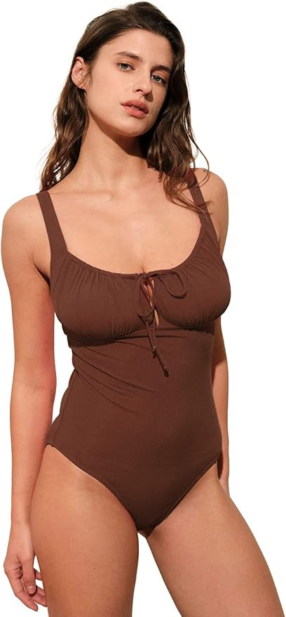 Women’s Tie Floral Sexy One-Piece Tankini Bathing Suits Slimming Swimsuit | Amazon (US)