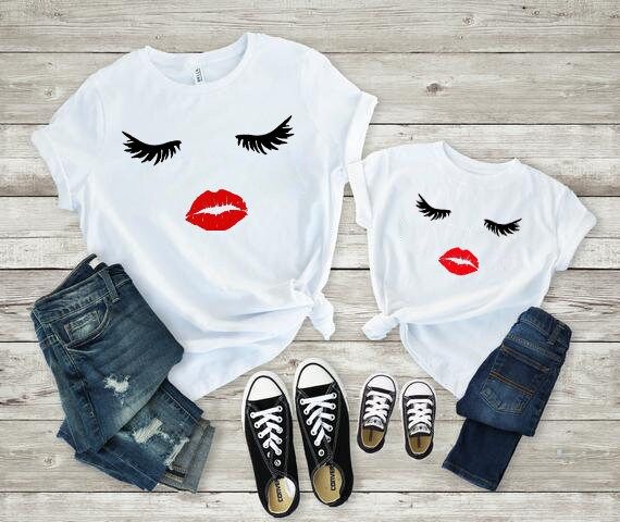 Lips and Lashes Shirt, Mommy and Baby Shirts, Matching Shirts. Matching Tops, Mom and Daughter Sh... | Etsy (US)