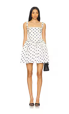 self-portrait Polka Dot Satin Mini Dress in Cream from Revolve.com | Revolve Clothing (Global)