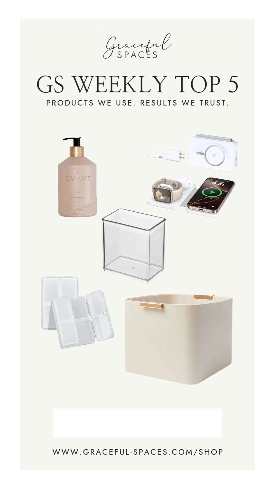 Fun Top 5 this week with travel finds, luxurious L'AVANT hand soap, a favorite look for less from Target, and our tried and true The Home Edit Bin Organizers. 

 #LTKHome #LTKTravel