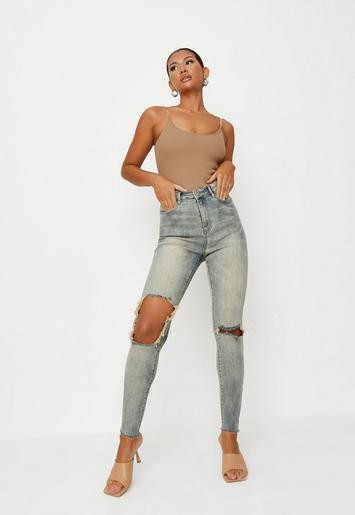 Blue Sinner High Waisted Ripped Skinny Denim Jeans | Missguided (US & CA)