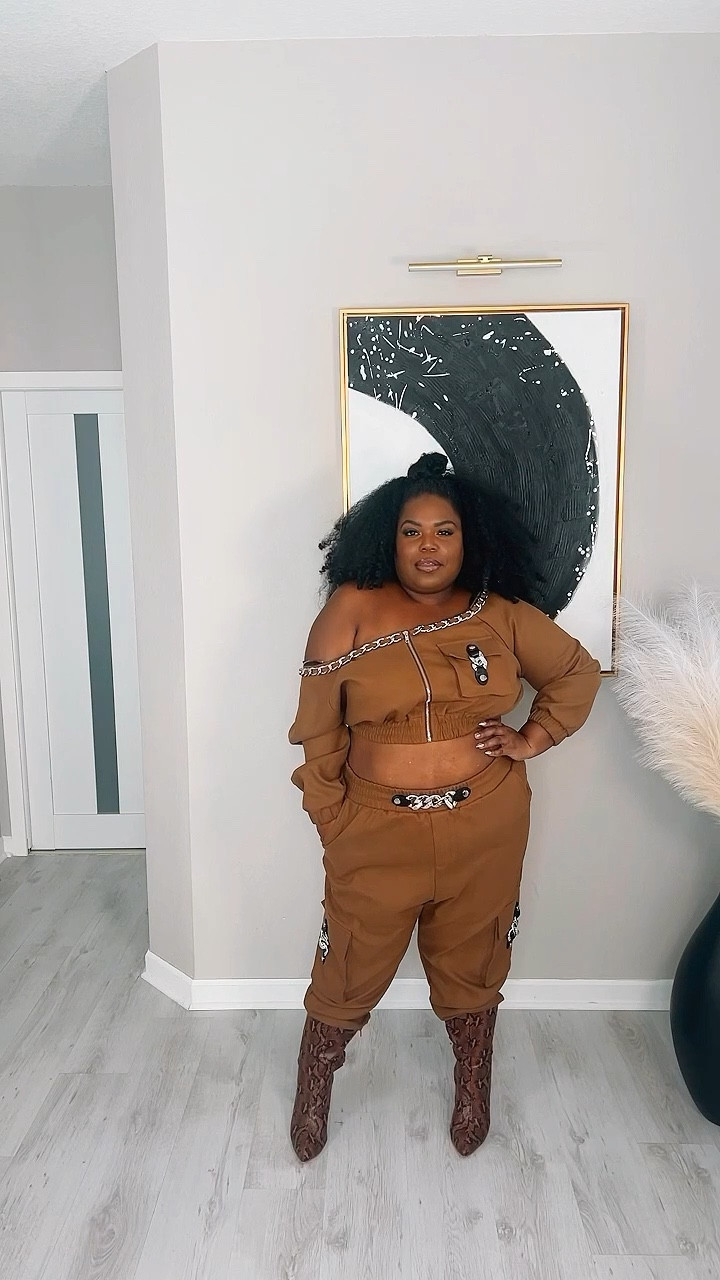 Off shoulder jogger set and boots… yes please! The perfect look for a casual date night or girls night out. 

#LTKsalealert #LTKmidsize #LTKplussize