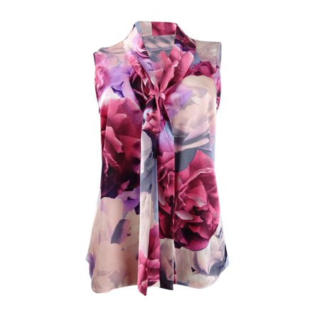 Tahari ASL Women s Petite Tie-Front Floral-Print Top (PXS Blue/Pink Multi) | Walmart (US)