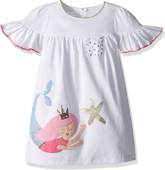 Mud Pie Baby Girls Mermaid Ruffle Sleeve Casual Play Dress | Amazon (US)
