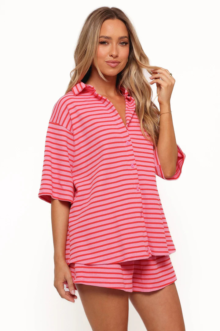 Alden Cotton Knit Set - Pink Red Stripe | Petal & Pup (US)