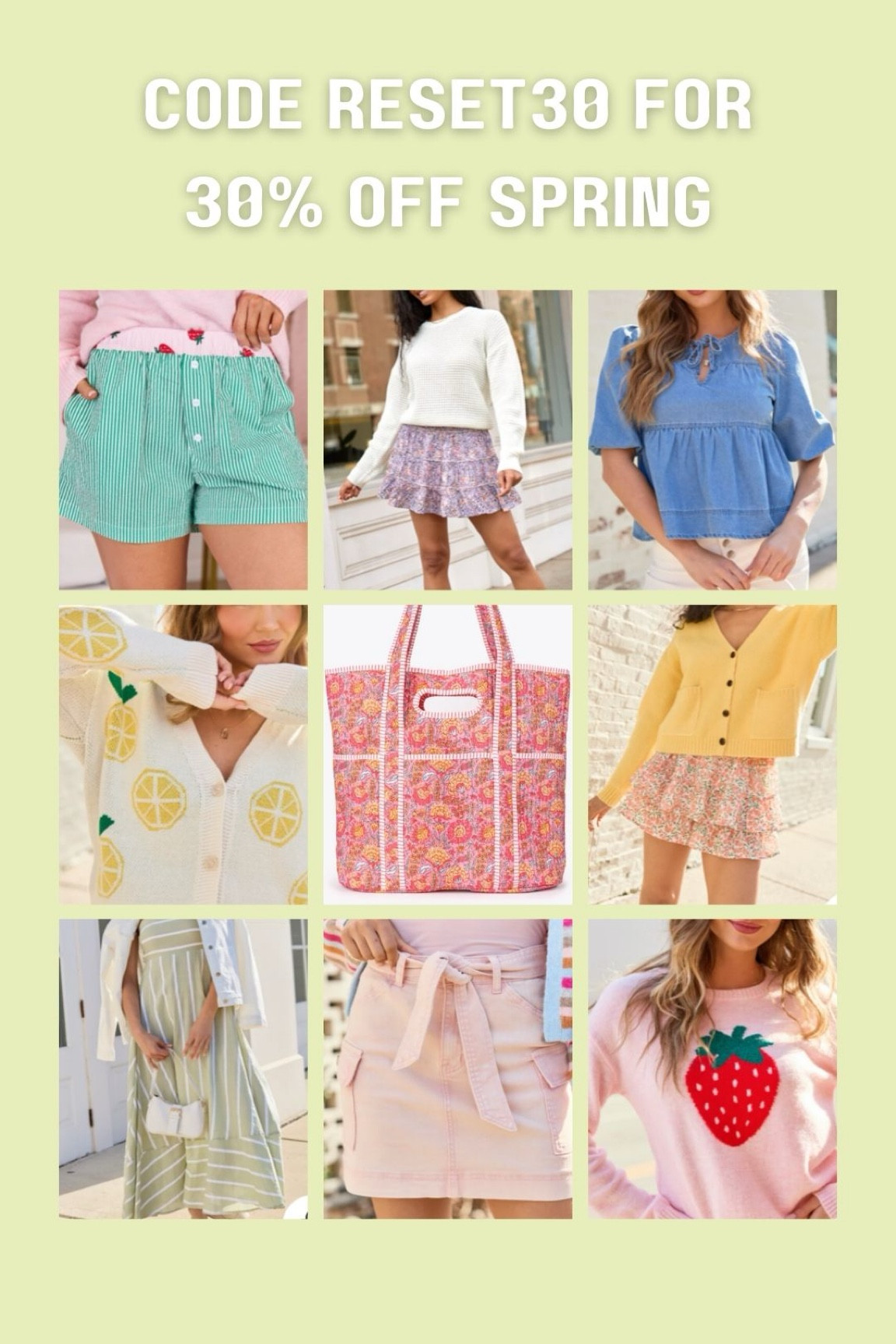 This weekend only - use code reset30 to get 30% off new spring arrivals. 

#LTKmomlife #LTKgrwm #LTKootd