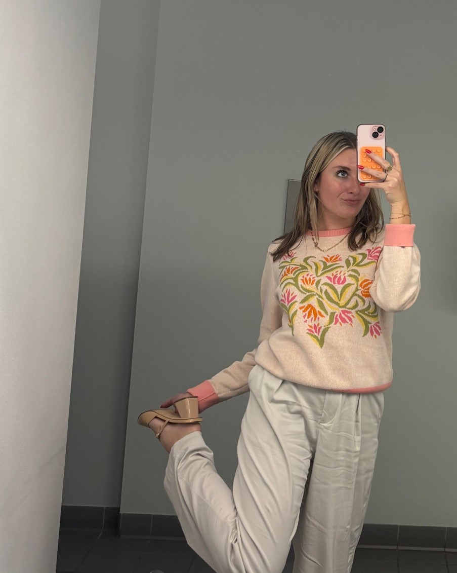 Since today is sunny, I decided to bring the light into the office and wear a bright sweater. I layered it with a plain white tee (old navy, of course), and finally am wearing my lululemon khaki work pants. Yes - they do live up to the hype. I topped it off with my tan work mules to complete this bright look. 

#LTKSeasonal #LTKWorkwear