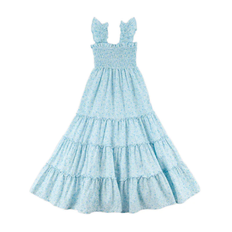 Blue Floral Smocked Flutter Women's Dress | Classic Whimsy