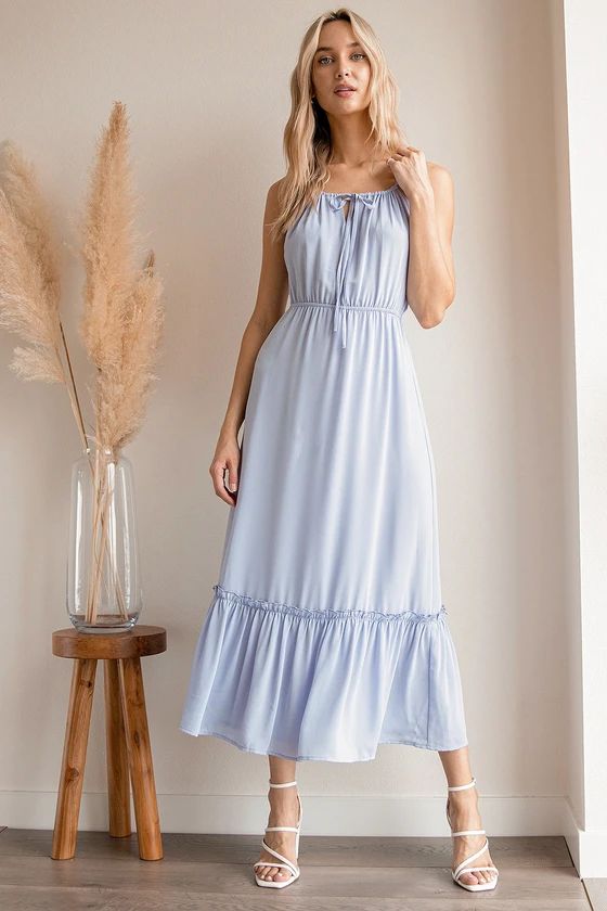 Perfect Memory Periwinkle Blue Ruffled Midi Dress | Lulus (US)