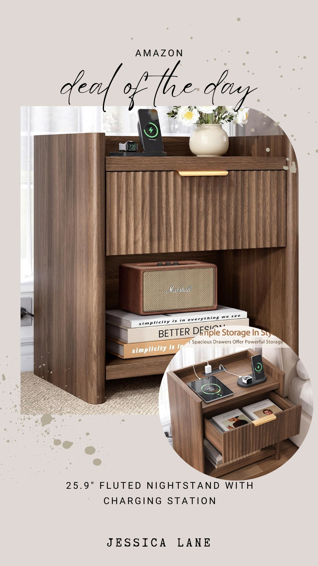 Keep your bedside organized and powered up with this fluted nightstand featuring a built-in charging station. The elegant gold hardware and ribbed texture make it a beautiful bedroom staple.#bedroomdecor #nightstand #amazonhome #homestorage

#LTKSaleAlert #LTKHome