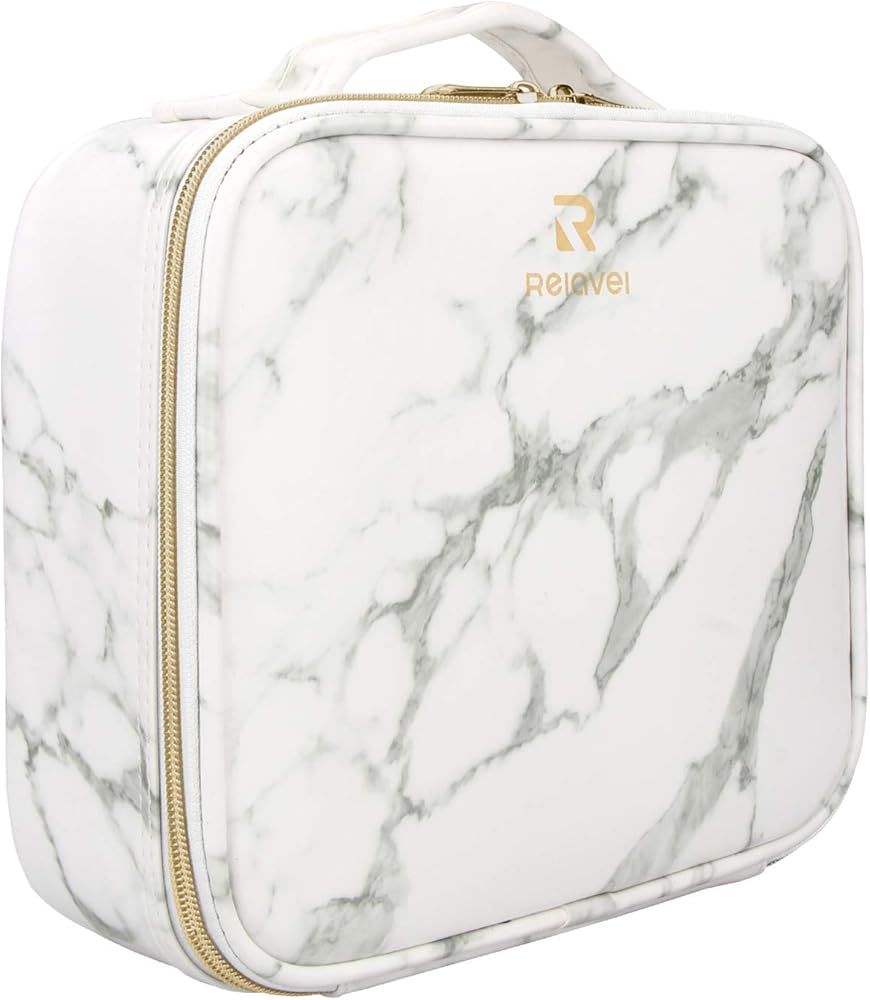 Relavel Marble Makeup Bag Large Makeup Organizer Bag Travel Train Case Portable Cosmetic Artist S... | Amazon (US)