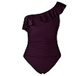 Hilor Women's One Piece Swimsuits One Shoulder Swimwear Asymmetric Ruffle Monokinis Bathing Suits | Amazon (US)