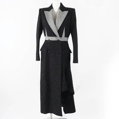 Excellent Alexander McQueen coat long tweed black multi wool Women 40 627522 | eBay US