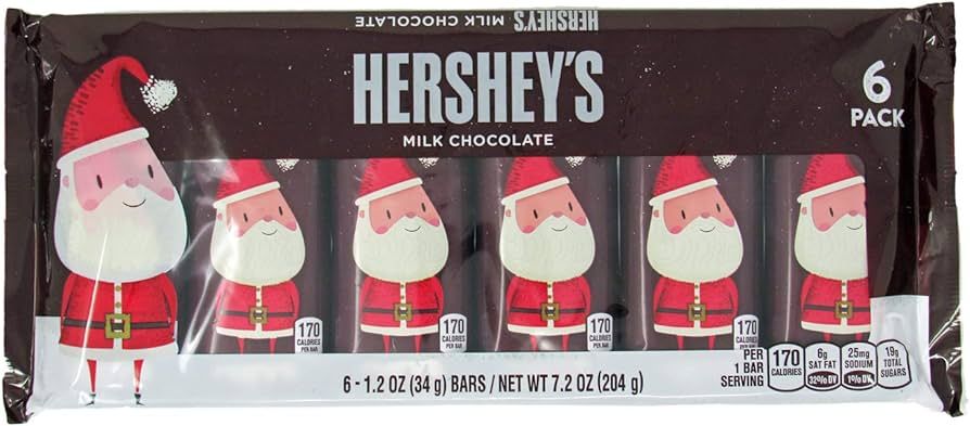 Hersheys Milk Chocolate Santa Bar, 6-Count of 1.2-Ounce bars, 7.2-Ounce Package | Amazon (US)
