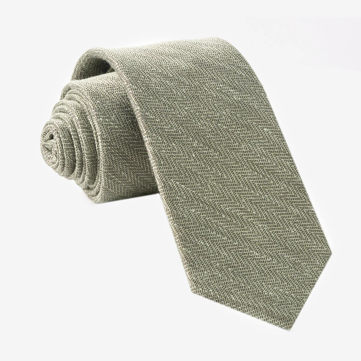 Alleavitch Herringbone Olive Green Tie | Linen Ties | The Tie Bar | The Tie Bar