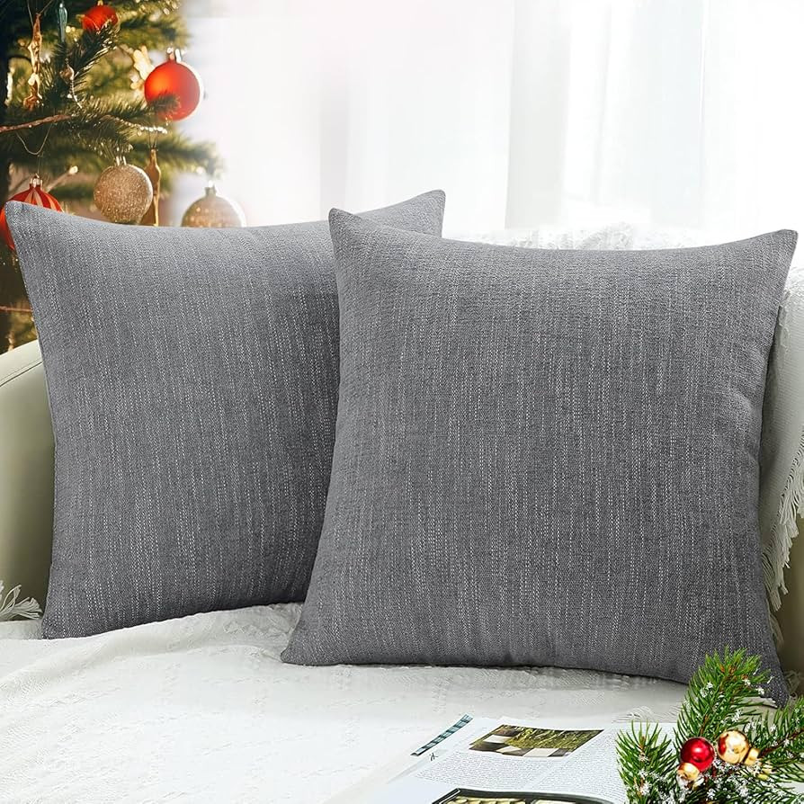 decorUhome Decorative Throw Pillow Covers 18x18 Set of 2, Farmhouse Textured Chenille Square Pill... | Amazon (US)