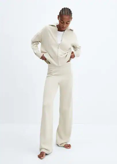 Cotton and linen pyjama jacket with zip -  Women | Mango United Kingdom | MANGO (UK)