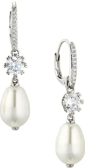 Cubic Zirconia & Imitation Pearl Drop Earrings | Nordstrom