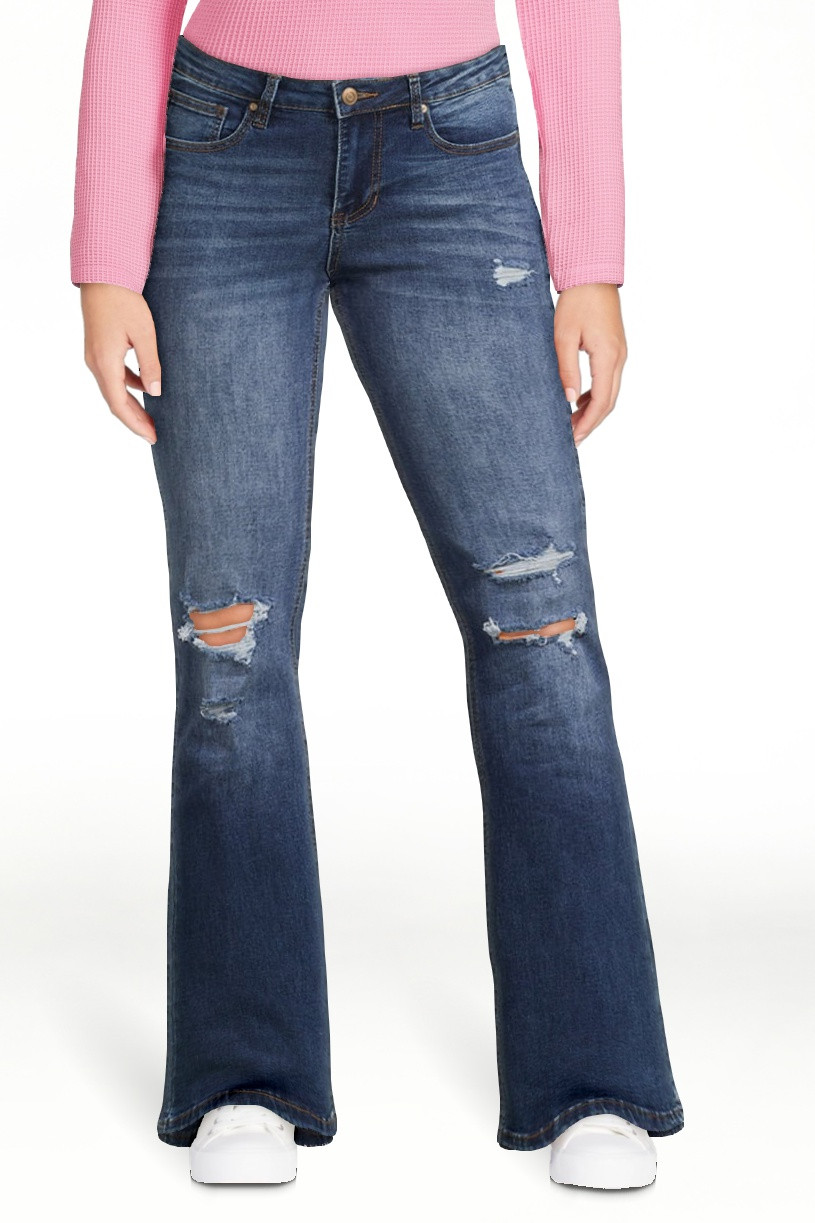 No Boundaries Juniors Destructed Flare | Walmart (US)