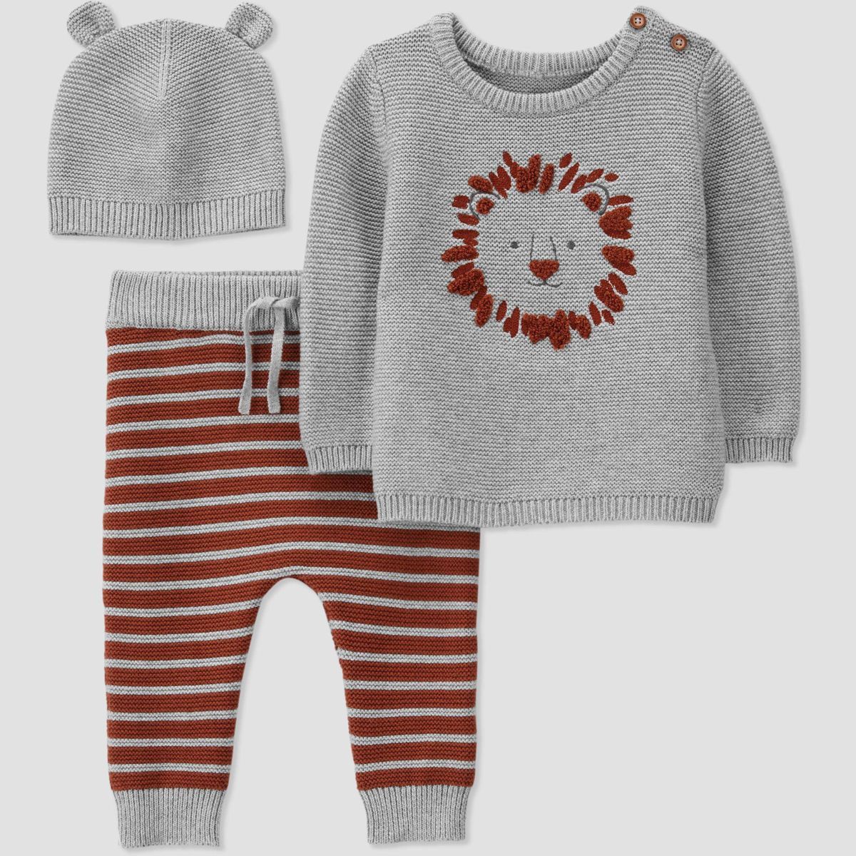 Carter's Just One You®️ Baby Boys' 3pc Lion Sweater & Bottom Set - Gray | Target
