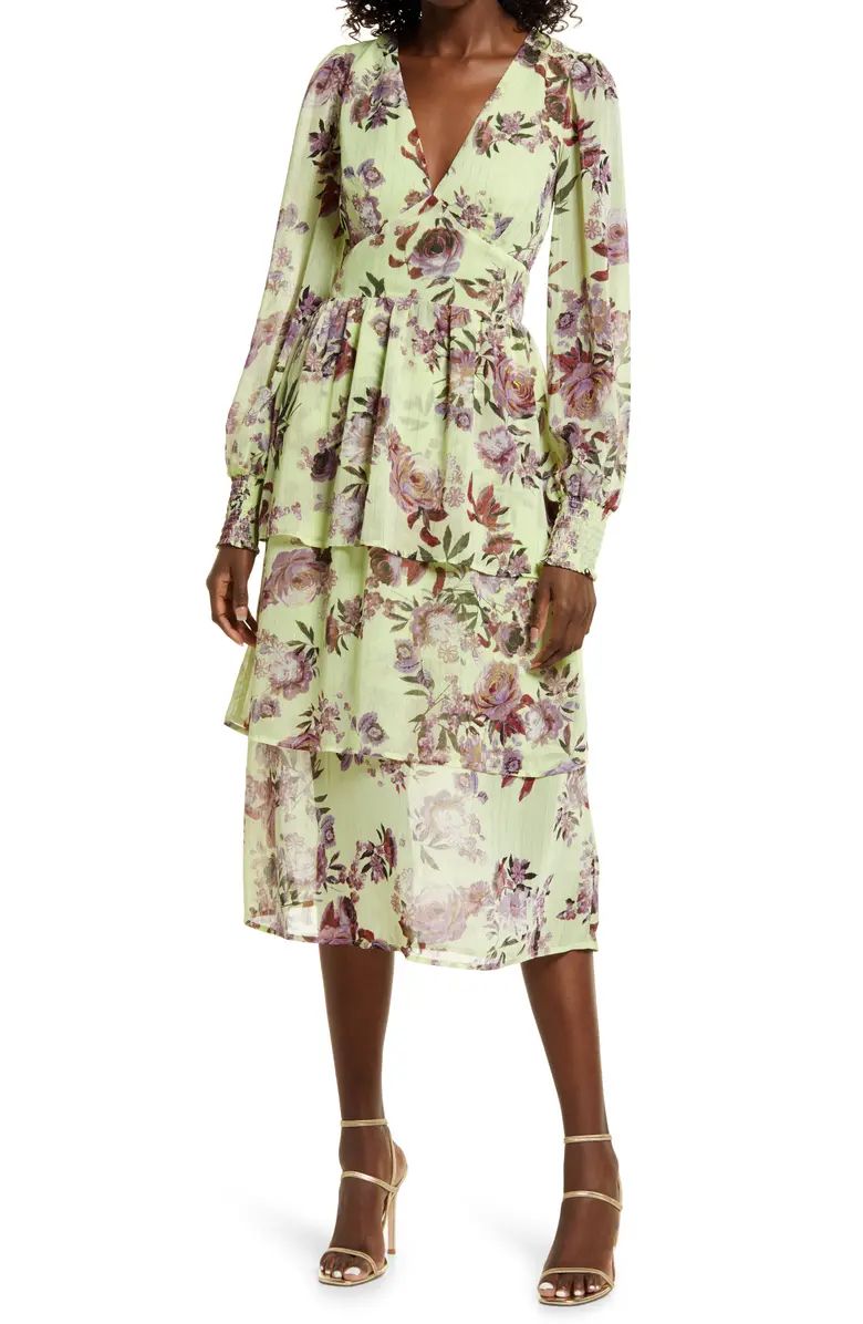 Fourteenth Place Ella Long Sleeve Chiffon Tiered Maxi Dress | Nordstrom | Nordstrom