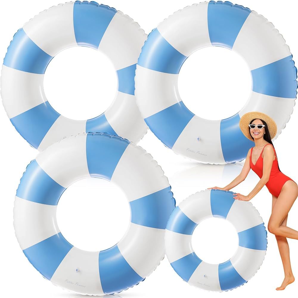 47.24 Inch Swimming Ring Jumbo Pool Floats Striped Pool Rings Inflatable Tube Pool Tube for Kids ... | Amazon (US)