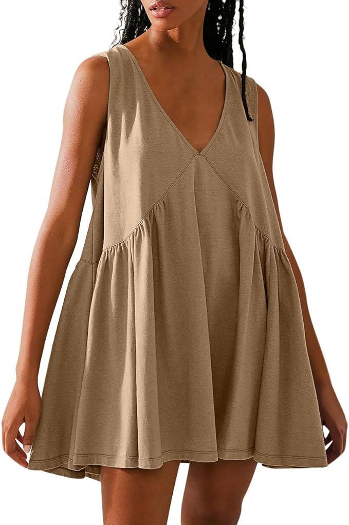 PURPDRIM Free Summer Dresses for Women 2024 Sleeveless People Doop Mini Dress Casual Loose V Neck... | Amazon (US)