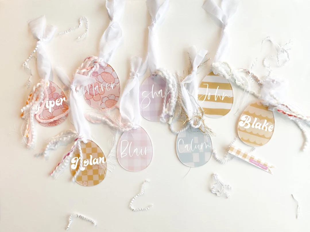 Personalized Name Easter Gift Basket Tag, Acrylic Gift Tag, Gift Wrap, Name Tag, Happy Easter, Ea... | Etsy (US)